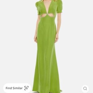 Lime Green Cutout Maxi Dress with Embellished Trim